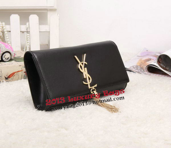 YSL Classic Monogramme Tassel Smooth Leather Clutch Bag Y8908 Black