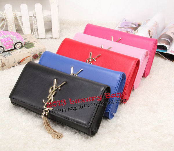 YSL Classic Monogramme Tassel Smooth Leather Clutch Bag Y8908 Pink