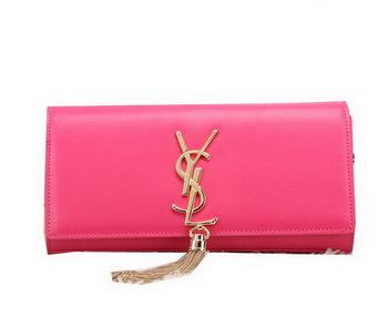 YSL Classic Monogramme Tassel Smooth Leather Clutch Bag Y8908 Rose