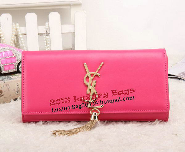 YSL Classic Monogramme Tassel Smooth Leather Clutch Bag Y8908 Rose