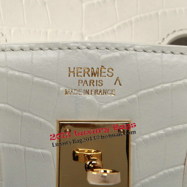 Hermes Birkin 30CM Tote Bags OffWhite Croco Leather Gold