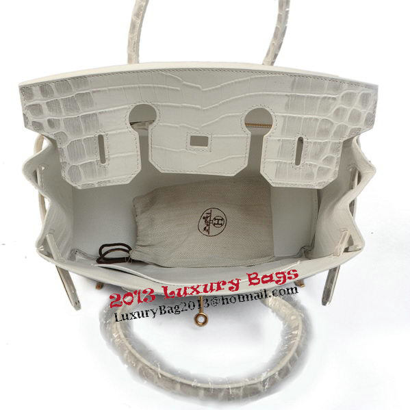 Hermes Birkin 30CM Tote Bags OffWhite Croco Leather Gold