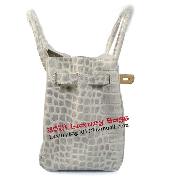 Hermes Birkin 30CM Tote Bags OffWhite Croco Leather Gold