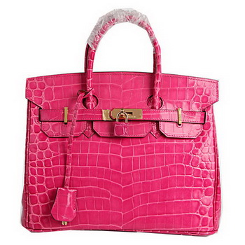 Hermes Birkin 30CM Tote Bags Peach Croco Leather Gold