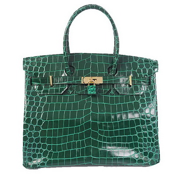 Hermes Birkin 35CM Tote Bag Green Iridescent Croco Leather Gold