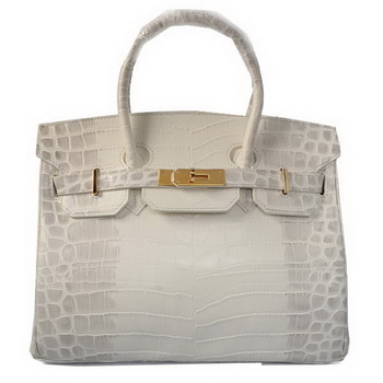 Hermes Birkin 35CM Tote Bag OffWhite Croco Leather Gold