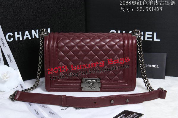 Boy Chanel Flap Shoulder Bag Sheepskin Leather CHA2068 Wine