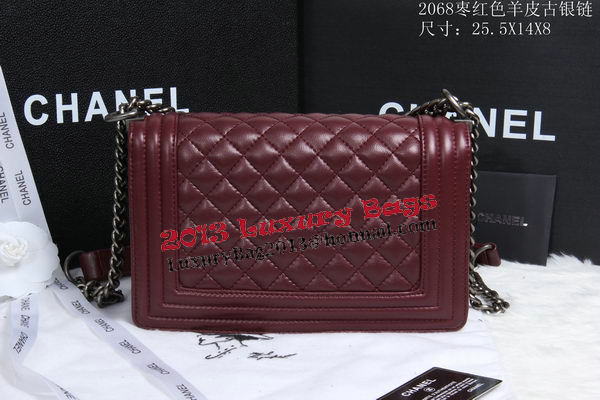 Boy Chanel Flap Shoulder Bag Sheepskin Leather CHA2068 Wine