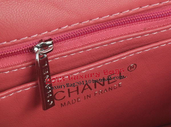 Chanel mini Classic Flap Bag Light Red Original Sheekskin 1115 Silver