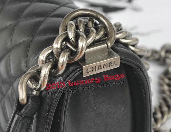 Chanel Boy Flap Shoulder Bag Black Original Lambskin Leather CHA67085 Silver