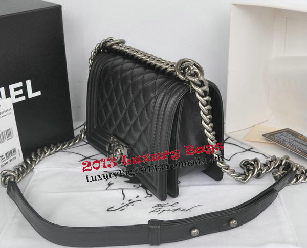 Chanel Boy Flap Shoulder Bag Black Original Lambskin Leather CHA67085 Silver