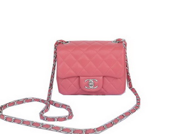 Chanel mini Classic Flap Bag Pink Original Sheekskin CHA1115 Silver