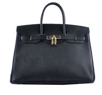 Hermes Birkin 35CM Tote Bag Black Grainy Leather Gold