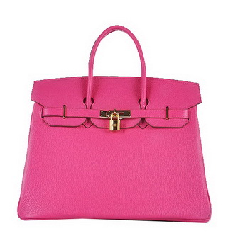 Hermes Birkin 35CM Tote Bag Rosy Grainy Leather Gold