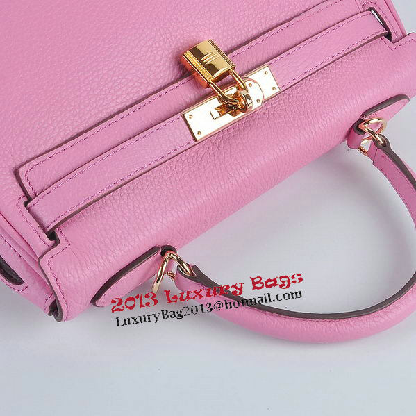 Hermes Kelly 28cm Shoulder Bags Sakura Grainy Leather Gold