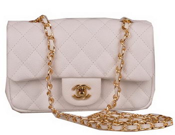 Chanel mini Classic Flap Bag White Cannage Pattern 1117 Gold