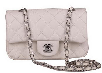 Chanel mini Classic Flap Bag White Cannage Pattern 1117 Silver