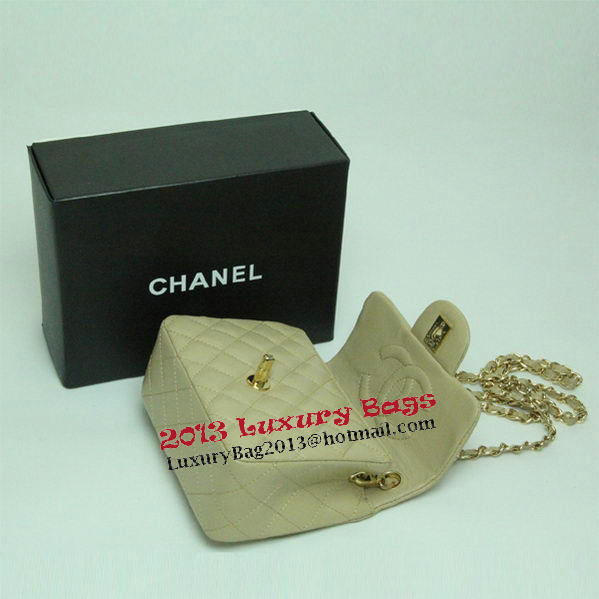 Chanel mini Classic Flap Bag Apricot Leather 1115 Gold Chain