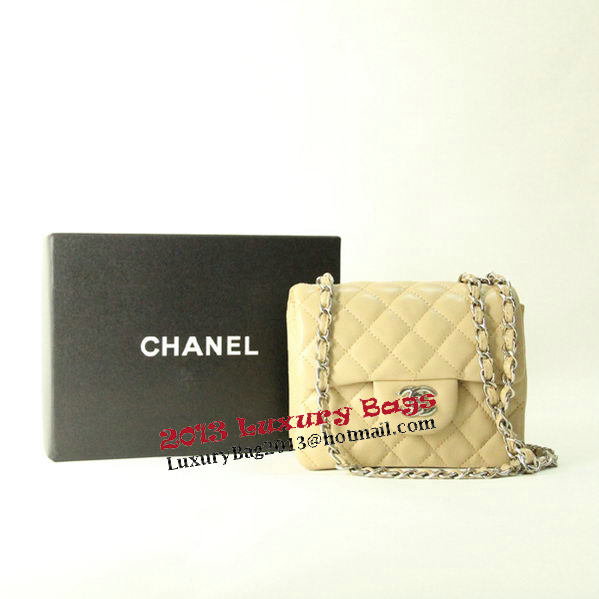 Chanel mini Classic Flap Bag Apricot Leather 1115 Silver Chain