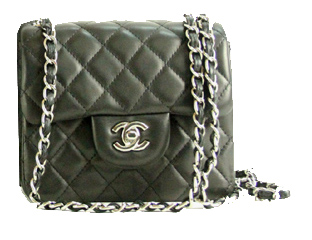 Chanel mini Classic Flap Bag Black Leather 1115 Silver Chain