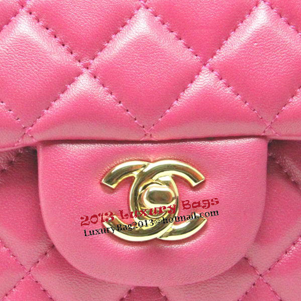 Chanel mini Classic Flap Bag Rose Leather 1115 Gold Chain