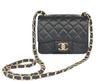 Chanel mini Classic Flap Bag Black Cannage Pattern 1115 Gold