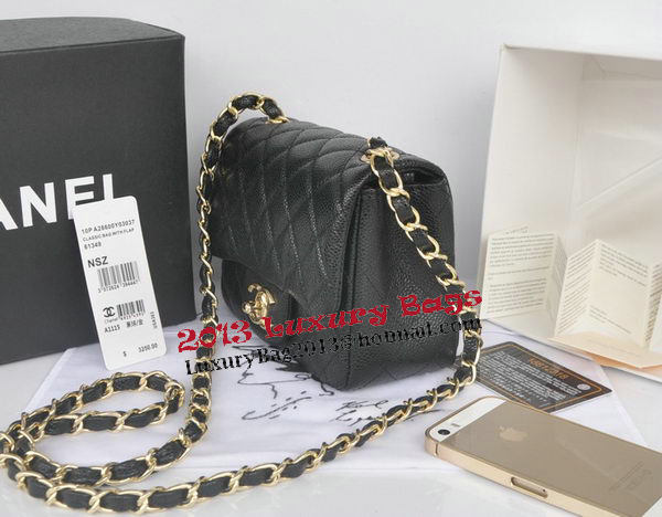 Chanel mini Classic Flap Bag Black Cannage Pattern 1115 Gold