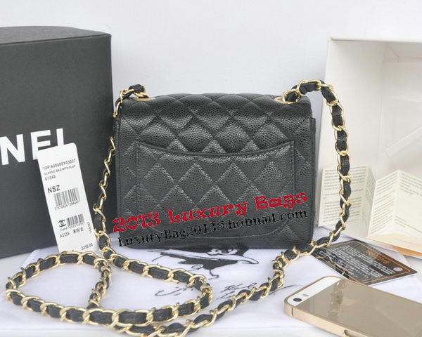 Chanel mini Classic Flap Bag Black Cannage Pattern 1115 Gold