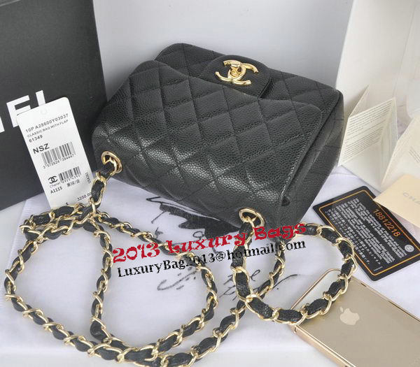 Chanel mini Classic Flap Bag Black Cannage Pattern 1115 Gold