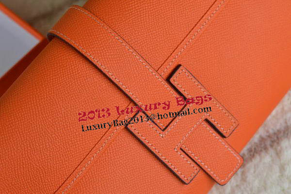 Hermes Jige Clutch Bag Calfskin Leather Orange