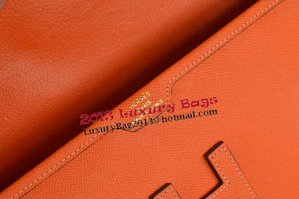 Hermes Jige Clutch Bag Calfskin Leather Orange