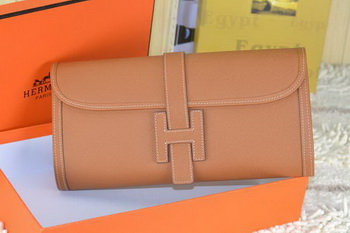 Hermes Jige Clutch Bag Calfskin Leather Wheat