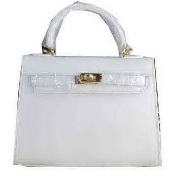 Hermes Kelly 22cm Tote Bag Calfskin Leather White