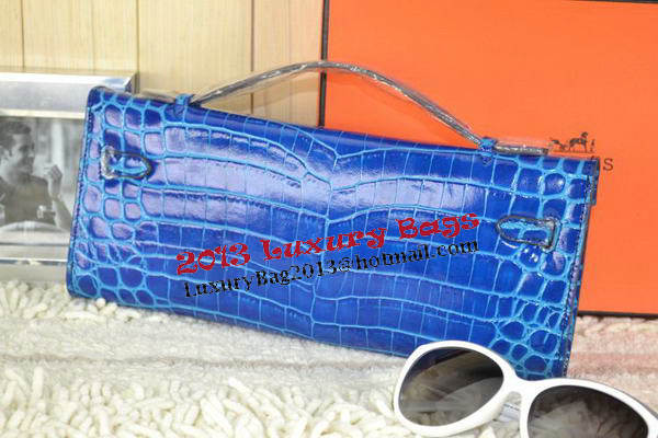 Hermes Kelly Clutch Bag Croco Leather K31 Royal