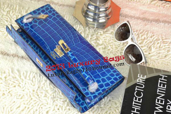 Hermes Kelly Clutch Bag Croco Leather K31 Royal