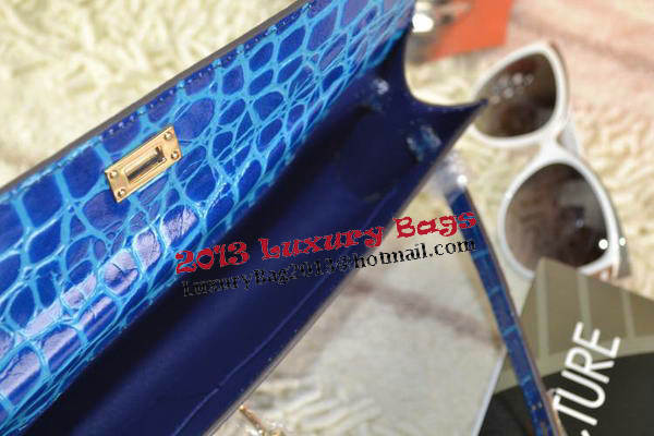 Hermes Kelly Clutch Bag Croco Leather K31 Royal