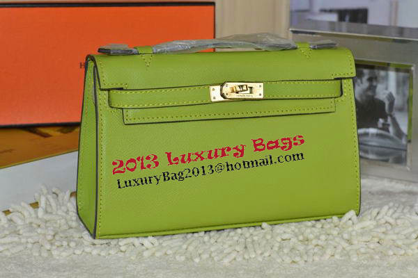 Hermes MINI Kelly 22cm Tote Bag Calfskin Leather Green