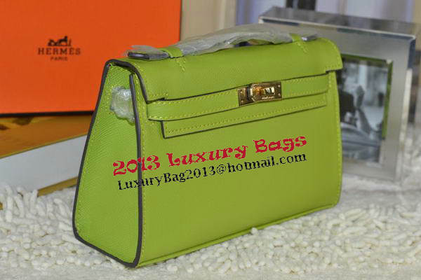 Hermes MINI Kelly 22cm Tote Bag Calfskin Leather Green