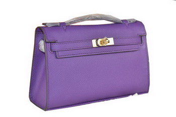 Hermes MINI Kelly 22cm Tote Bag Calfskin Leather Purple