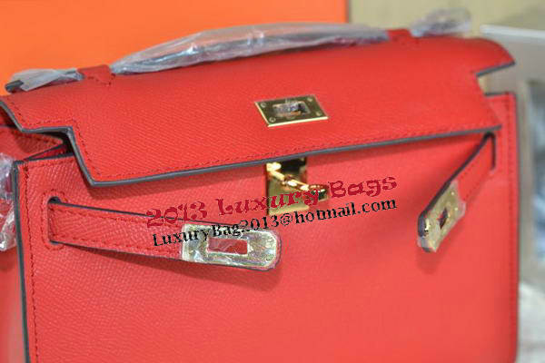 Hermes MINI Kelly 22cm Tote Bag Calfskin Leather Red