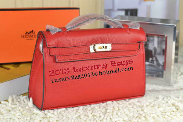 Hermes MINI Kelly 22cm Tote Bag Calfskin Leather Red