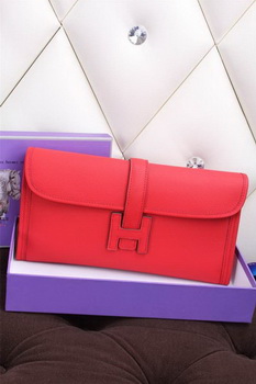 Hermes Jige Clutch Bag Calfskin Leather H258 Red