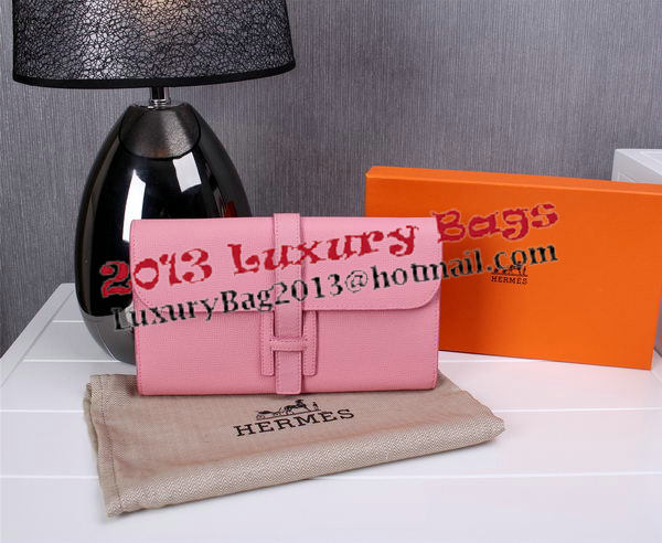 Hermes Jige Clutch Bag Calfskin Leather H8057 Pink