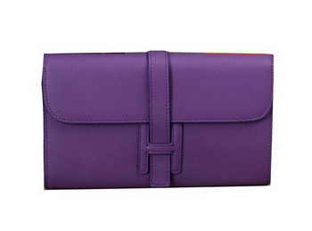 Hermes Jige Clutch Bag Calfskin Leather H8057 Purple