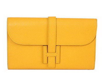 Hermes Jige Clutch Bag Calfskin Leather HQ864 Yellow