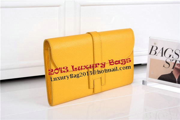 Hermes Jige Clutch Bag Calfskin Leather HQ864 Yellow