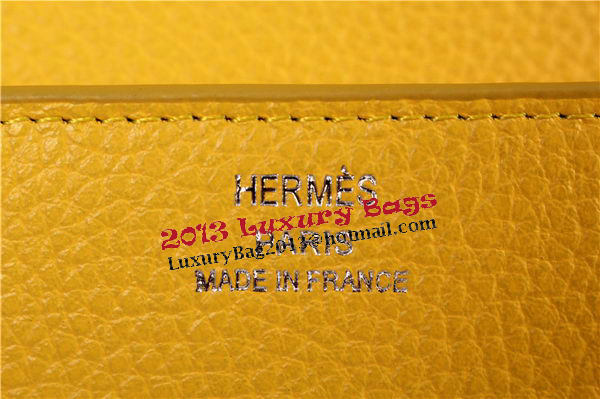 Hermes Jige Clutch Bag Calfskin Leather HQ864 Yellow