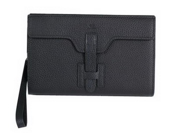 Hermes Jige Clutch Bag Calfskin Leather HQ8059 Black