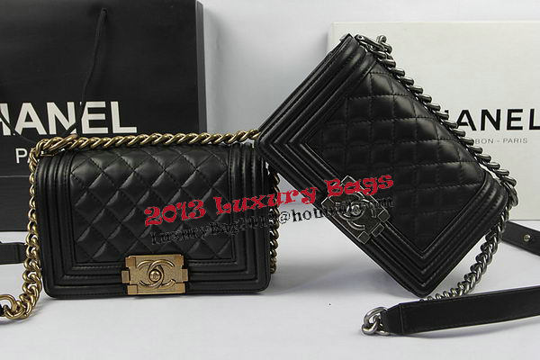 Chanel Boy Flap Shoulder Bags Black Original Lambskin Leather A67085 Silver