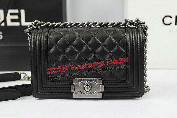 Chanel Boy Flap Shoulder Bags Black Original Lambskin Leather A67085 Silver